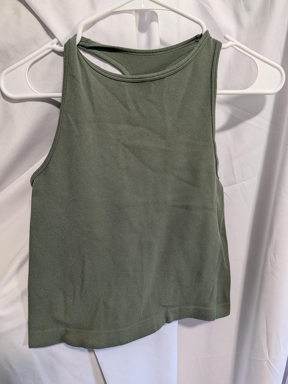 Sleeveless Ribbed Tank Top in Olive
